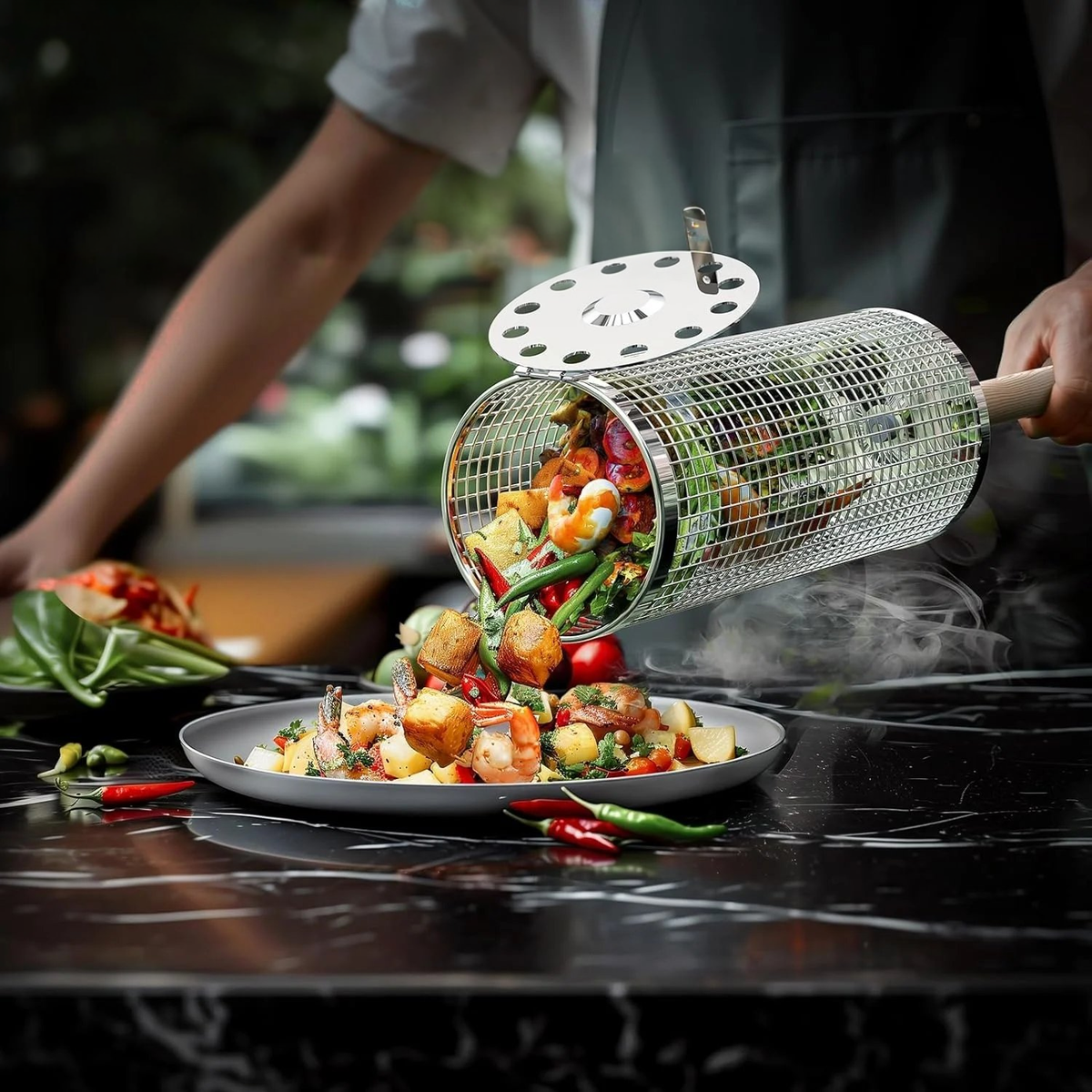 GrillTumblr™ Rotating Grill Cage